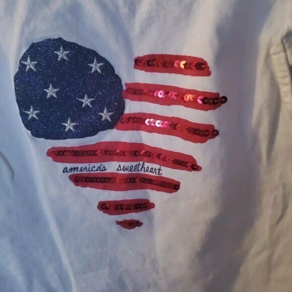Gymboree America's Sweetheart White Sequin Tee 6